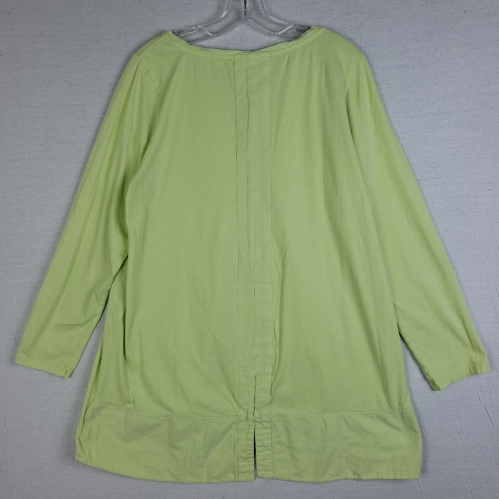 Soft Surroundings Tunic Cotton Top Lime Green Cotton size XL Lagenlook Pockets - Picture 5 of 11